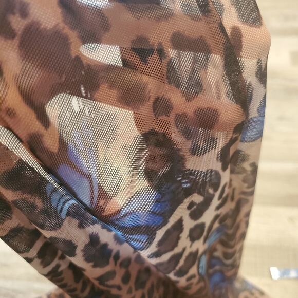 Fashion Nova 1x sheer leopard print butterfly mesh pants - Picture 4 of 7